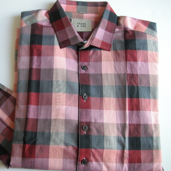 Frank & Oak Multiple Reds Check Long Sleeve Shirt - Picture 5 of 8